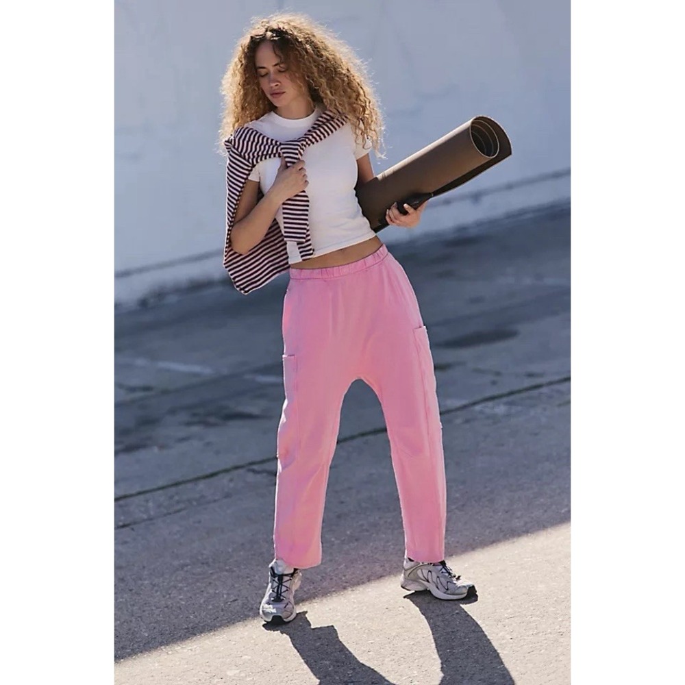 NWT Free People Movement Hot Shot Lounge Pants Pink Icing Lounge Slouchy Medium